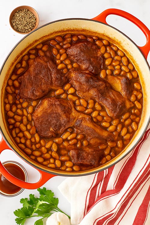 slow cooker pork and beans