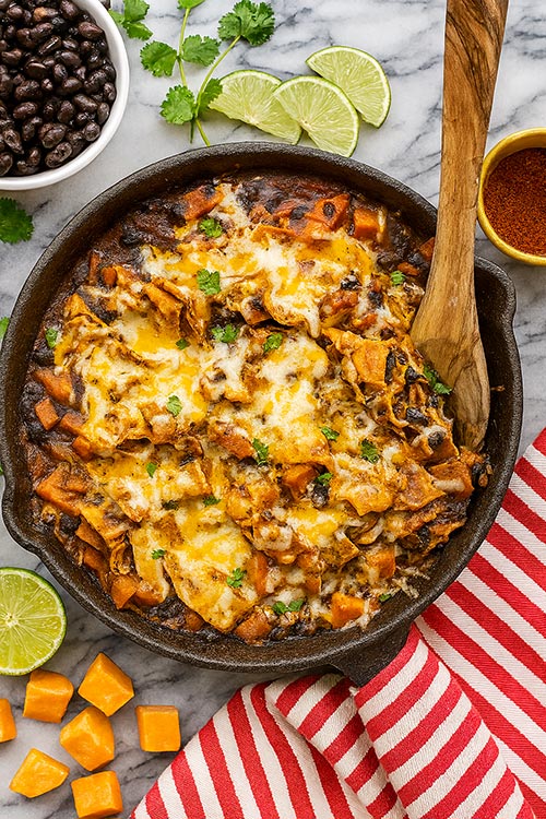 sweet potato black bean enchilada skillet
