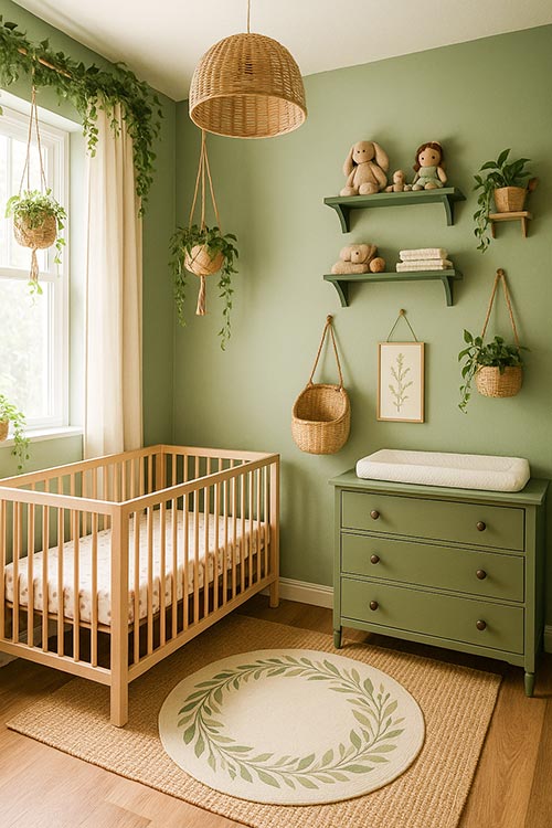 green baby nursery style