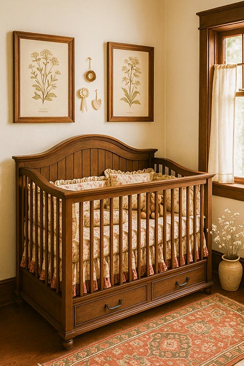 small vintage style baby nursery