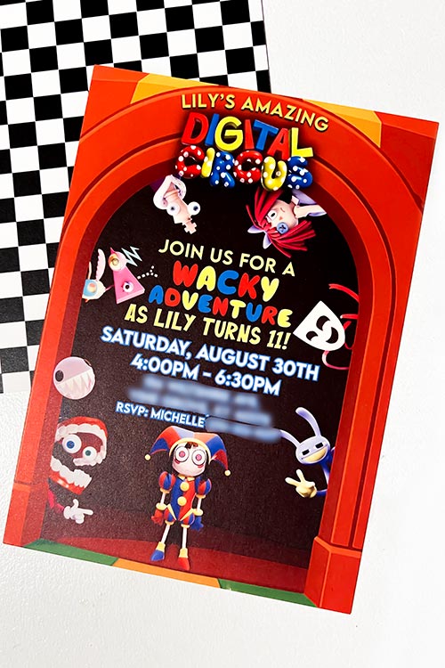 custom Amazing Digital Circus birthday invitation