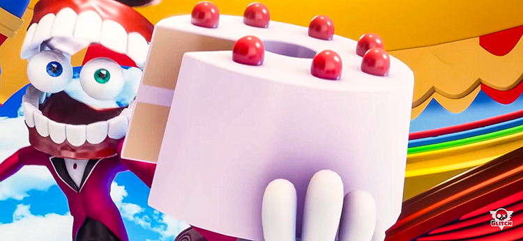 screenshot from Amazing Digital Circus of Caine holding a cake
