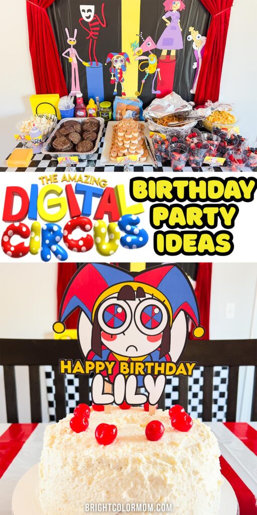 split image showcasing an Amazing Digital Circus birthday party