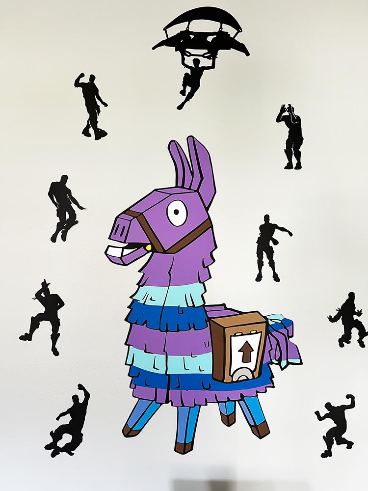 DIY Fortnite Loot Llama wall decoration with dancing silhouettes